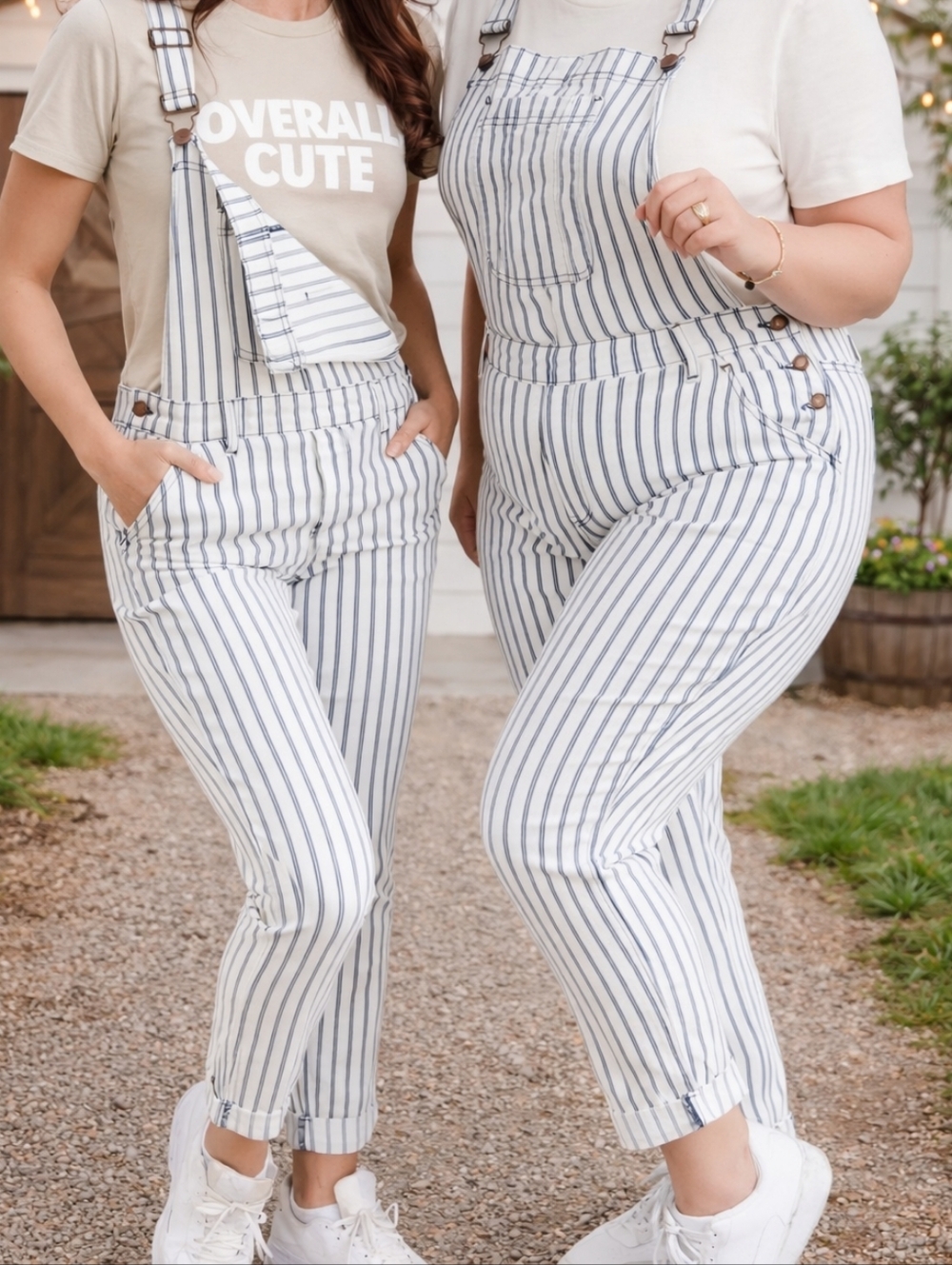 Judy Blue Railroad Stripe "Boyfriend" Overalls- Sz L- Boutique $84